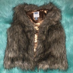 Toddler’s Faux Fur Vest - Brown 3T Button on Front